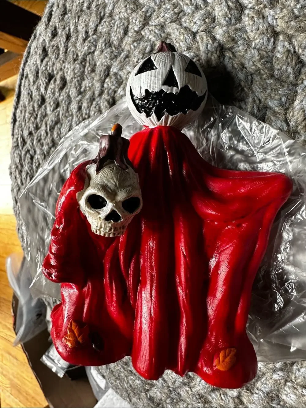 Halloween Pumpkin Ghost Figurine - Red